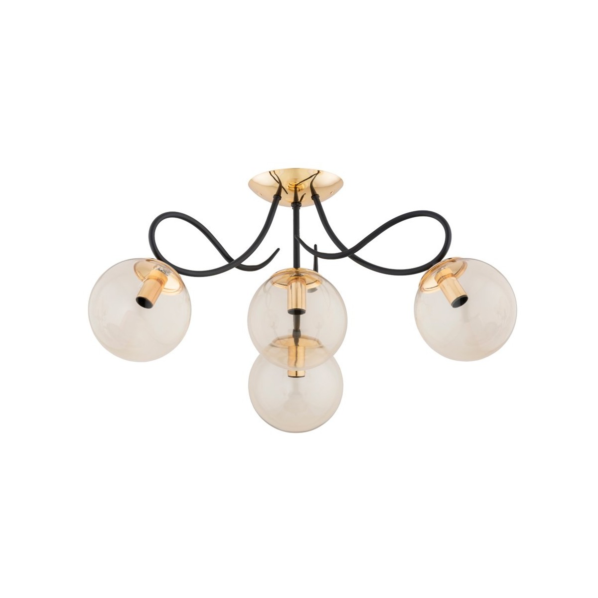 LAMPA SUFITOWA ALFA OXA ZŁOTO-CZARNA 4xE14