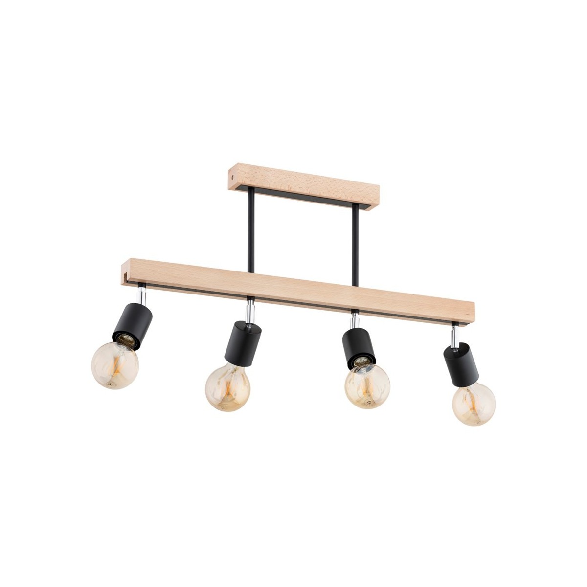 LAMPA SUFITOWA ALFA PILO DREWNIANA 4xE27