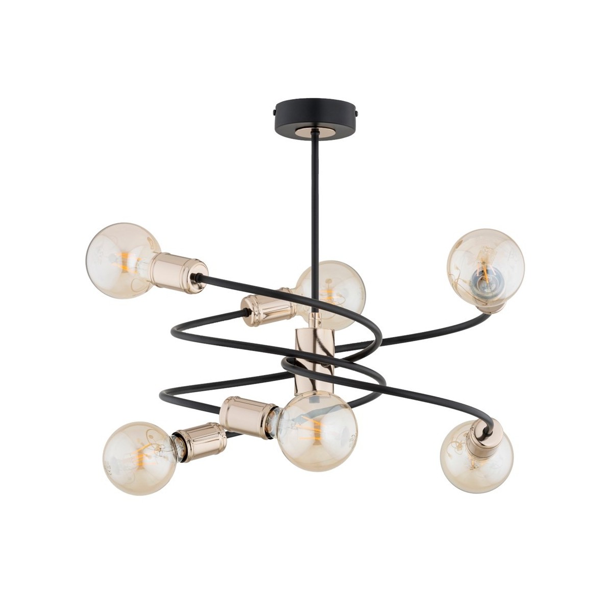 LAMPA SUFITOWA ALFA DISCO ZŁOTO-CZARNA 6xE27