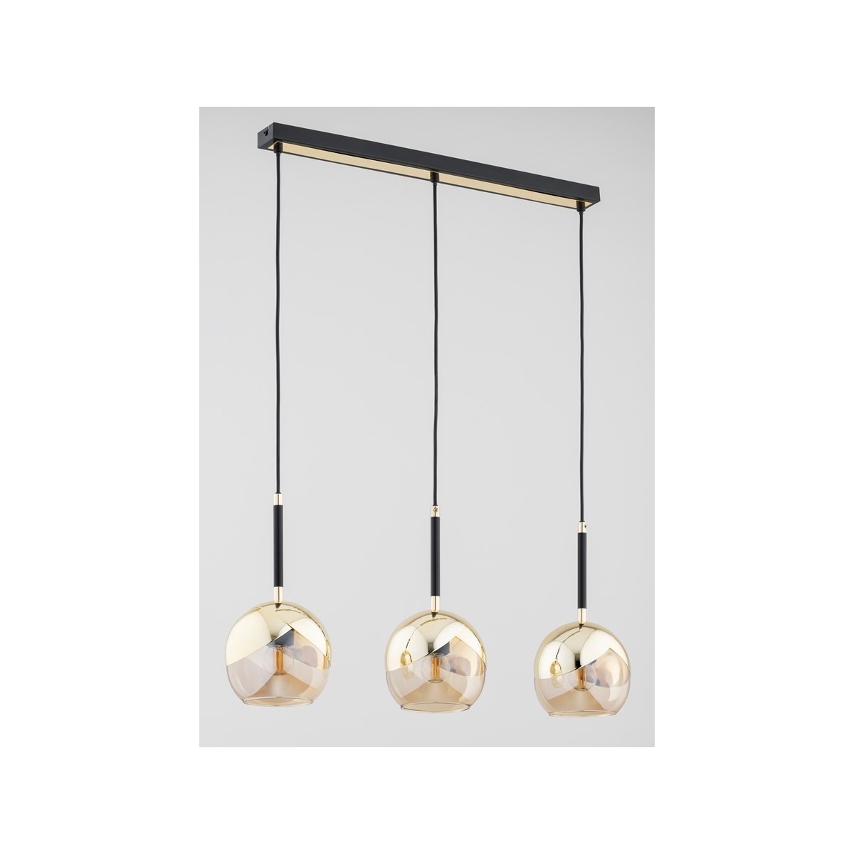 LAMPA WISZĄCA ALFA PRADA ZŁOTO I CZARNO 3xE27