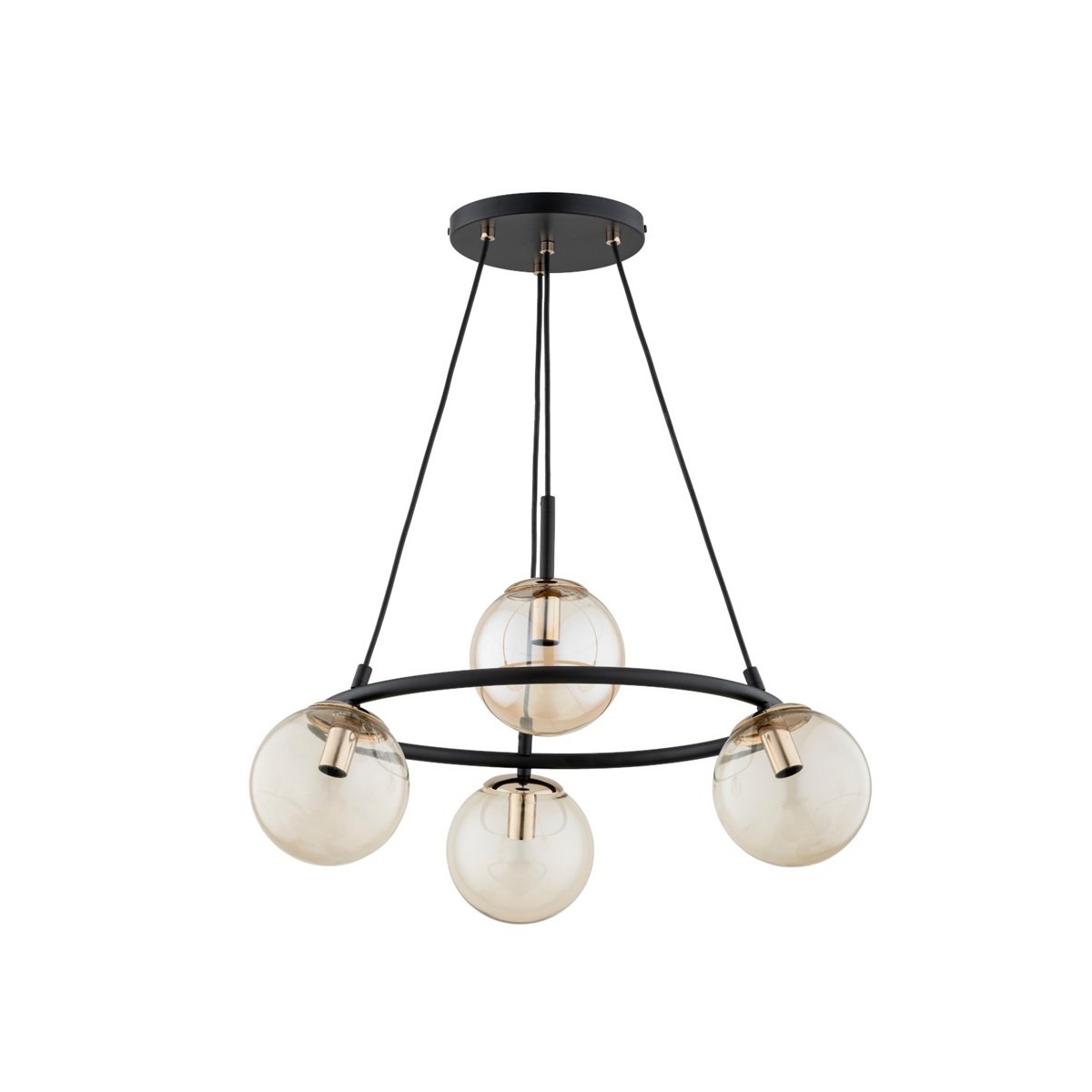 LAMPA WISZĄCA ALFA RINGO T4 CZARNO-ZŁOTA 4xE14