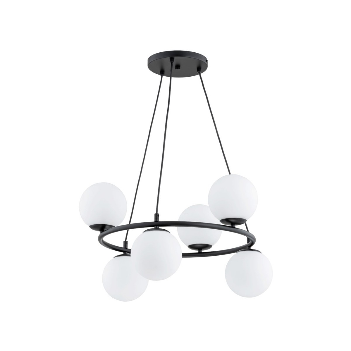 LAMPA WISZĄCA ALFA RINGO R6 CZARNO-BIAŁA 6xE14