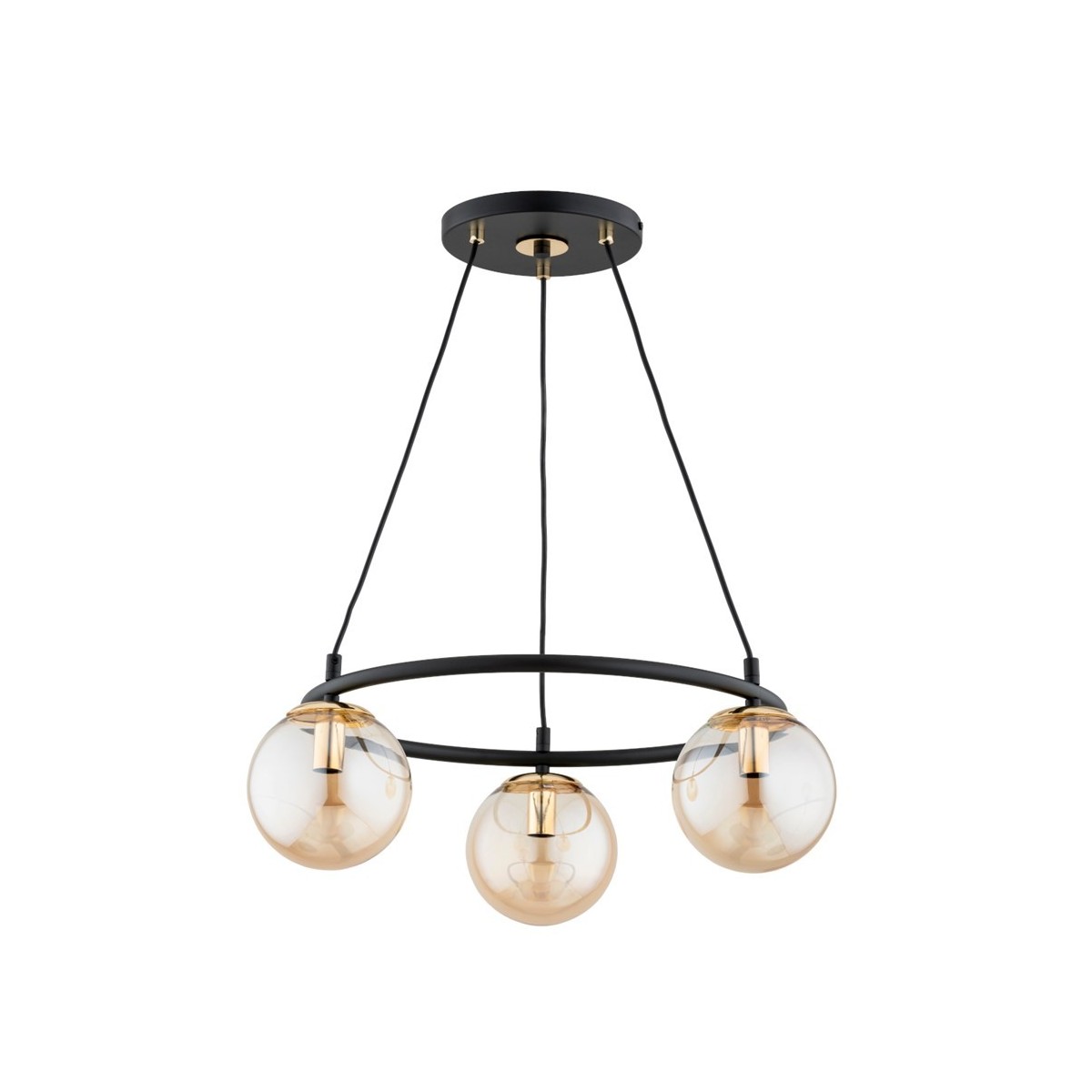 LAMPA WISZĄCA ALFA RINGO S3 CZARNO-ZŁOTA 3xE14