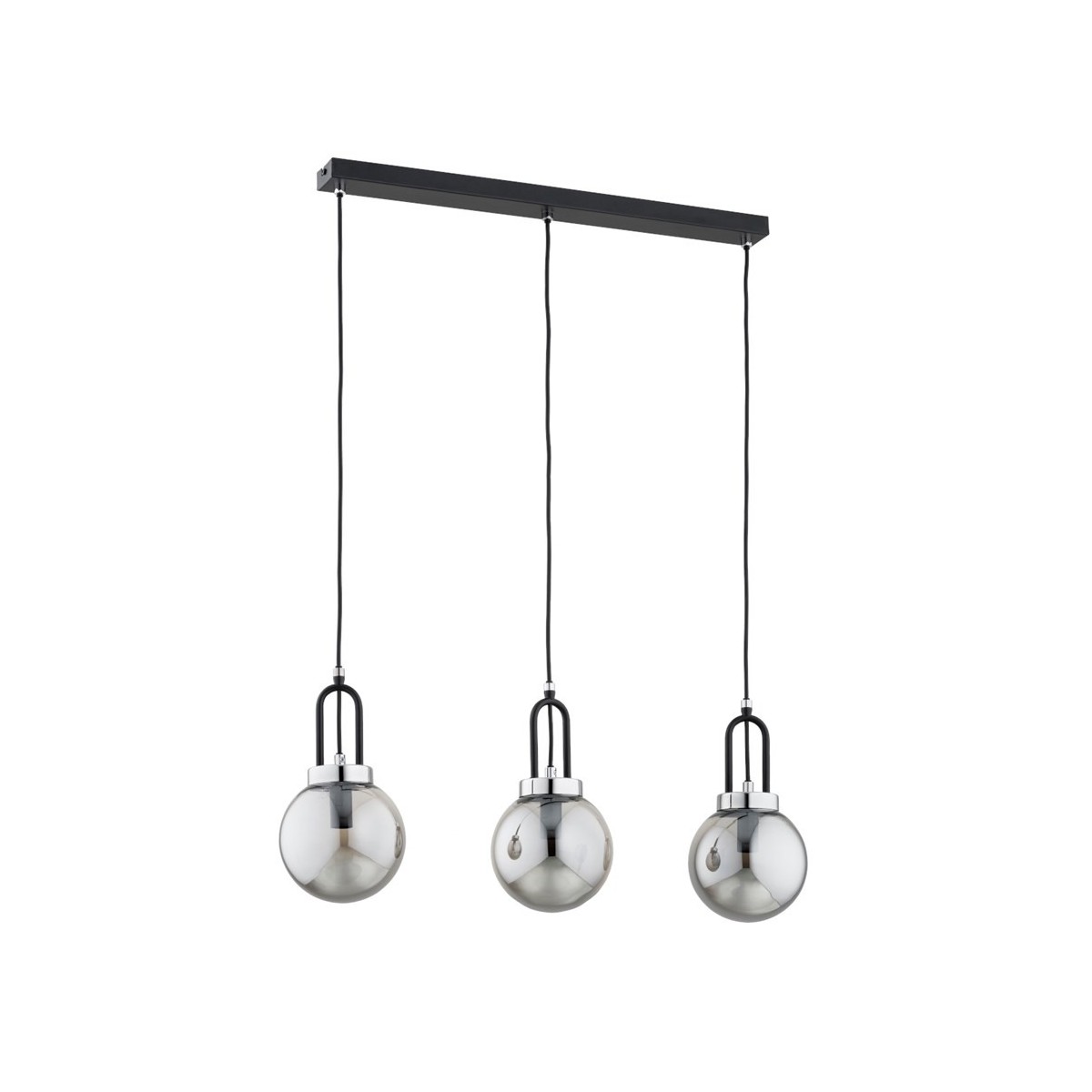 LAMPA WISZĄCA ALFA ATORI CZARNO-CHROMOWA 3xE14