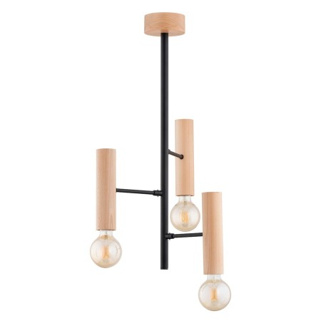 LAMPA SUFITOWA ALFA FLARA DREWNIANA I CZARNO-ŻÓŁTA 3xE27