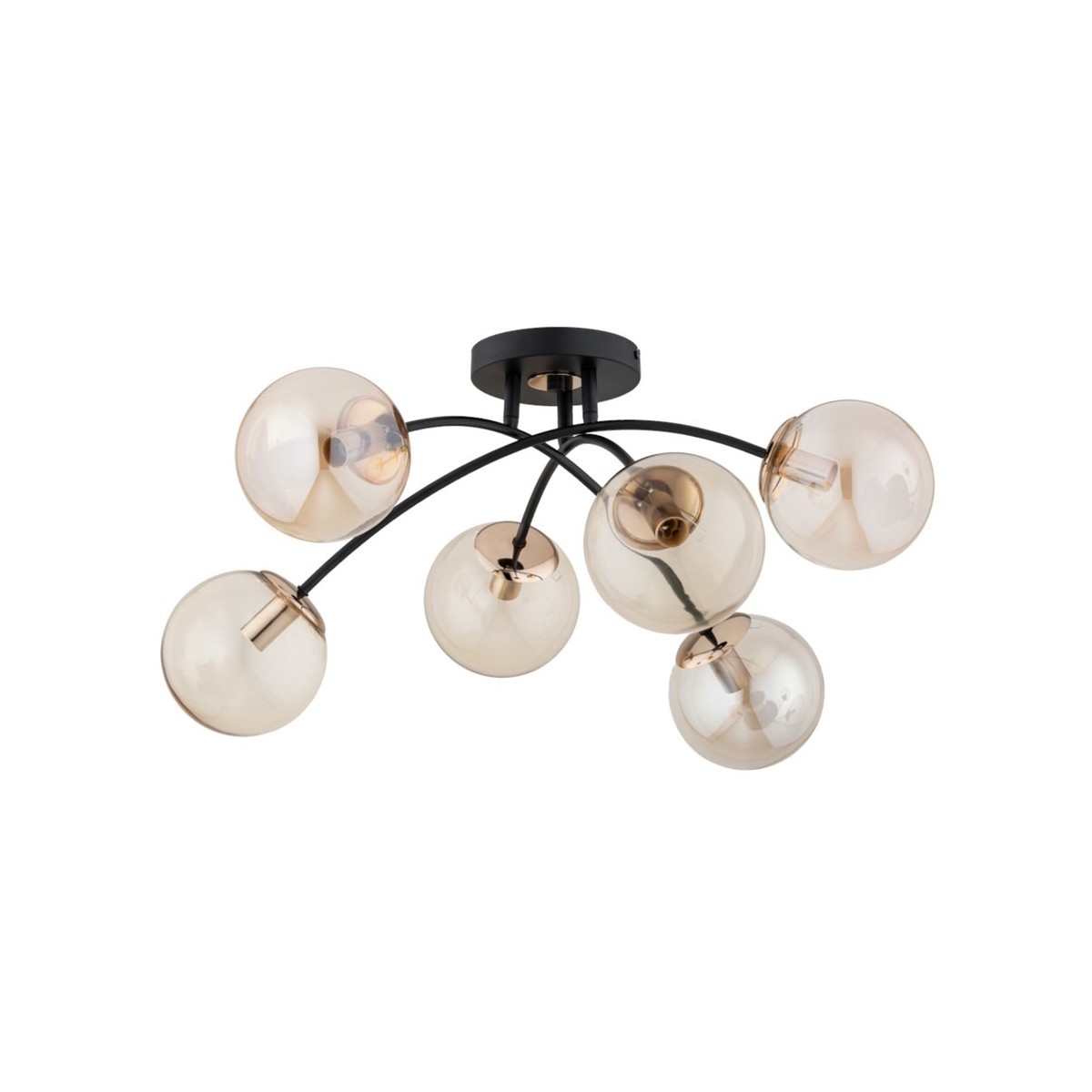 LAMPA SUFITOWA ALFA BLASKO CZARNO-ZŁOTA 6xE14