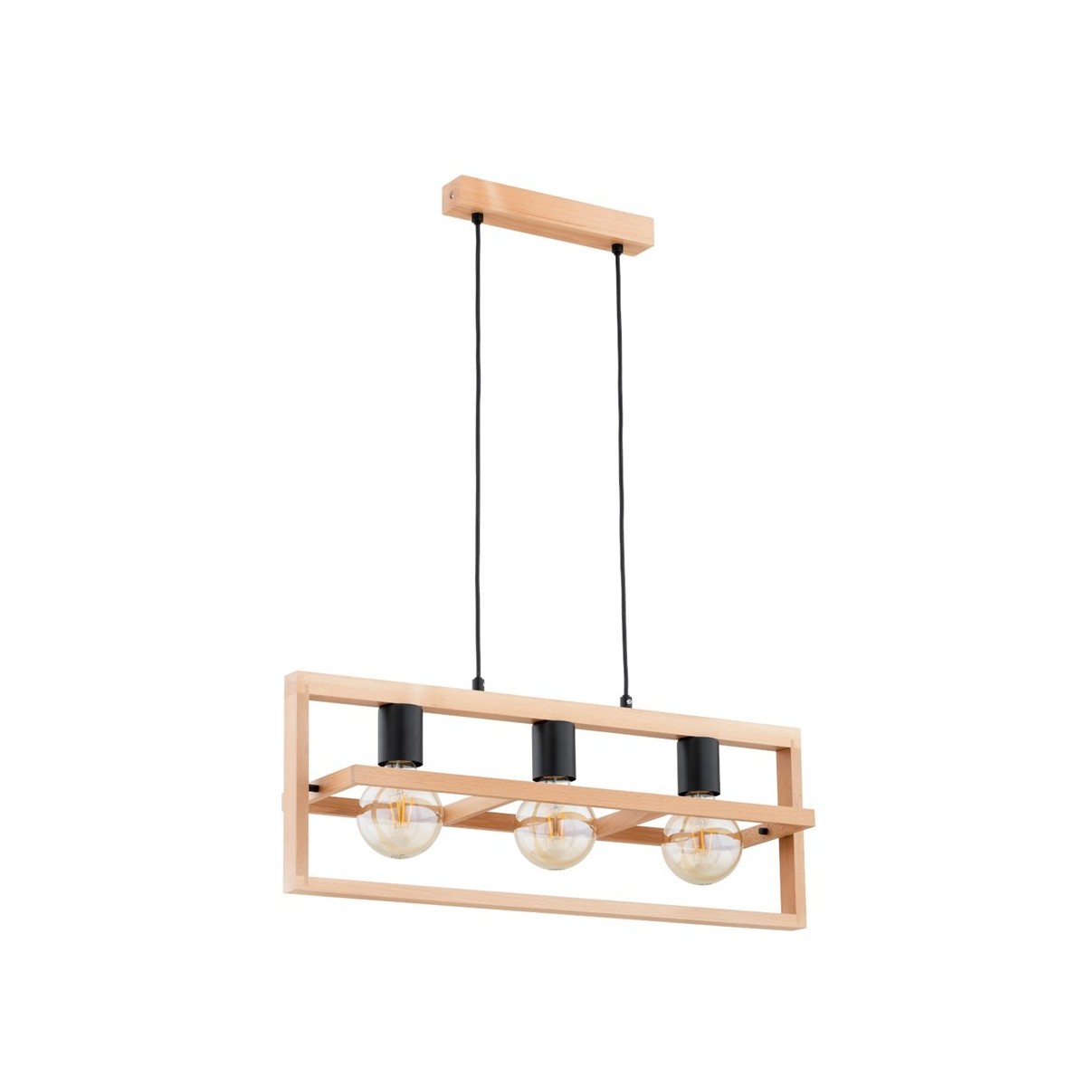 LAMPA WISZĄCA ALFA REZON DREWNIANA 3xE27