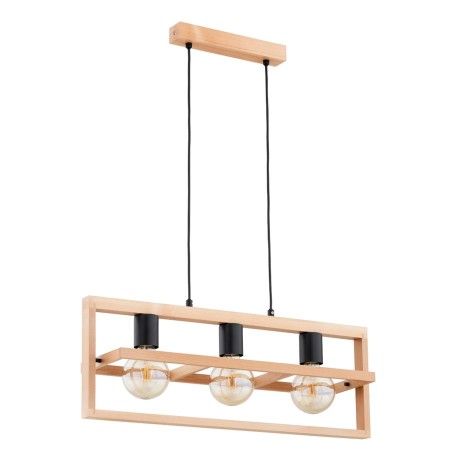 LAMPA WISZĄCA ALFA REZON DREWNIANA 3xE27