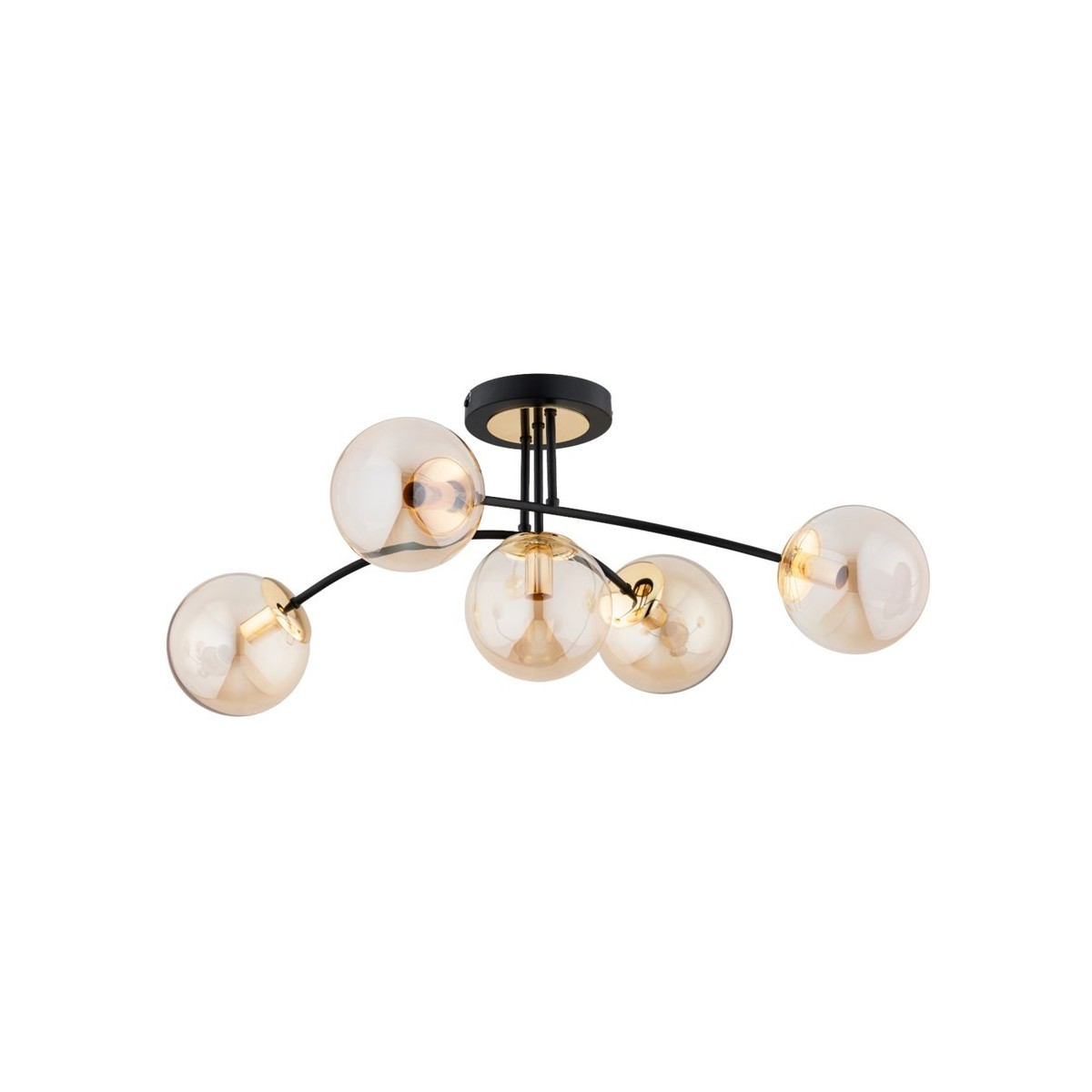 LAMPA SUFITOWA ALFA LATINA CZARNO-ZŁOTA 5xE14