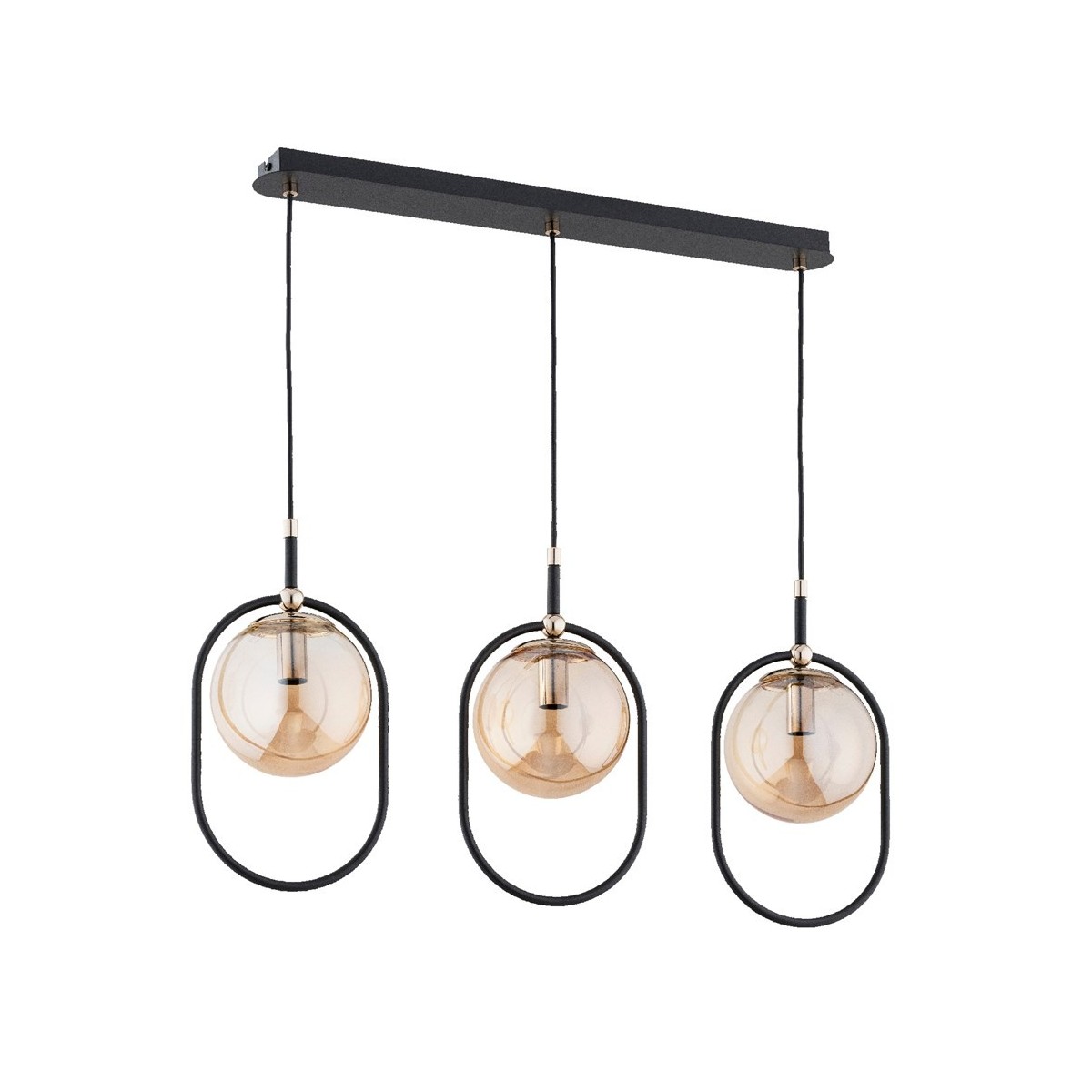 LAMPA WISZĄCA ALFA AMARO CZARNA & ZŁOTA 3xE14