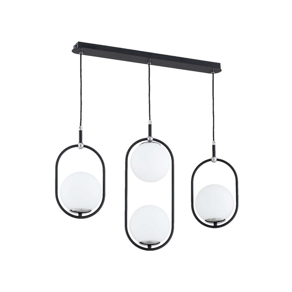LAMPA WISZĄCA ALFA AMARO CZARNO-CHROMOWANA 3xE14
