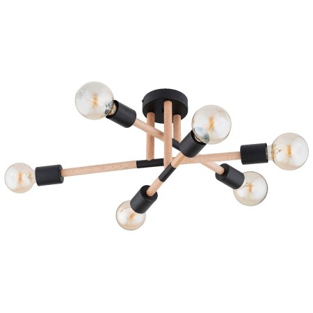 LAMPA SUFITOWA ALFA OTELLO DREWNIANA I CZARNO-BIAŁA 6xE27