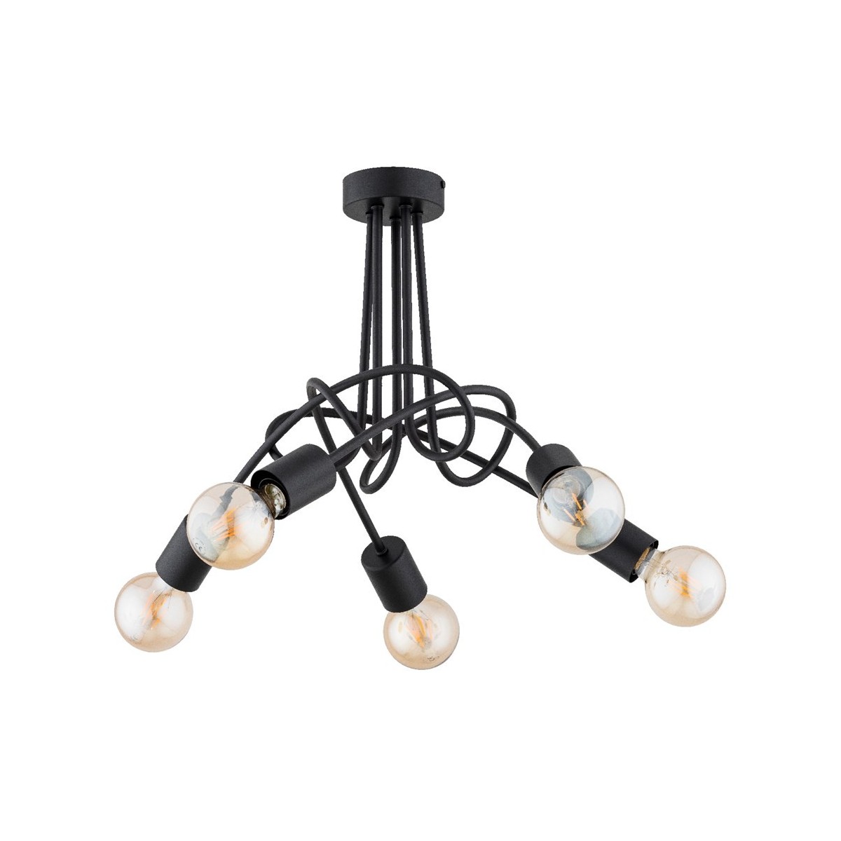 LAMPA SUFITOWA ALFA DISEL DŁUGA CZARNA 5xE27