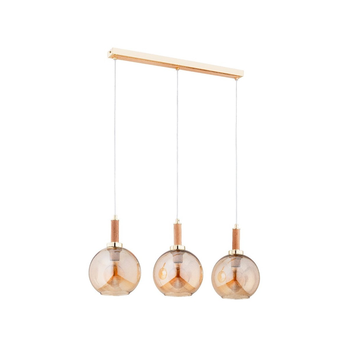 LAMPA WISZĄCA ALFA HETTY DREWNIANA I ZŁOTA 3xE27