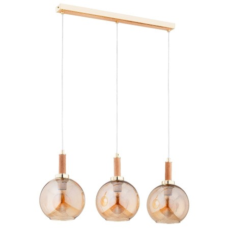 LAMPA WISZĄCA ALFA HETTY DREWNIANA I ZŁOTA 3xE27