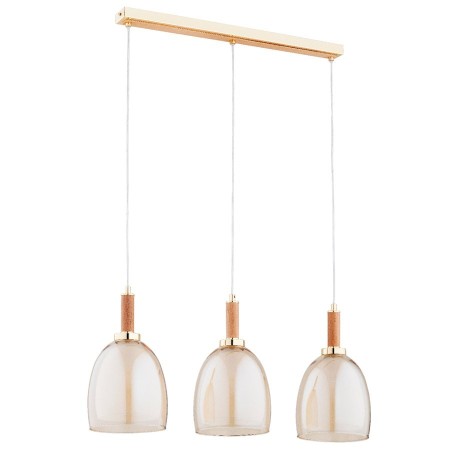 LAMPA WISZĄCA ALFA LISSY DREWNIANA I ZŁOTA 3xE27