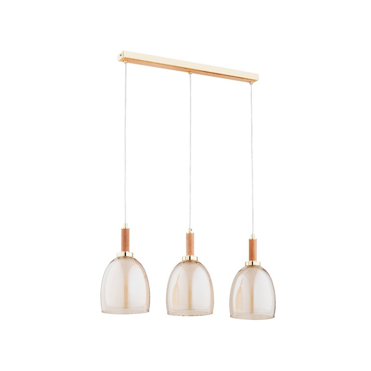 LAMPA WISZĄCA ALFA LISSY DREWNIANA I ZŁOTA 3xE27