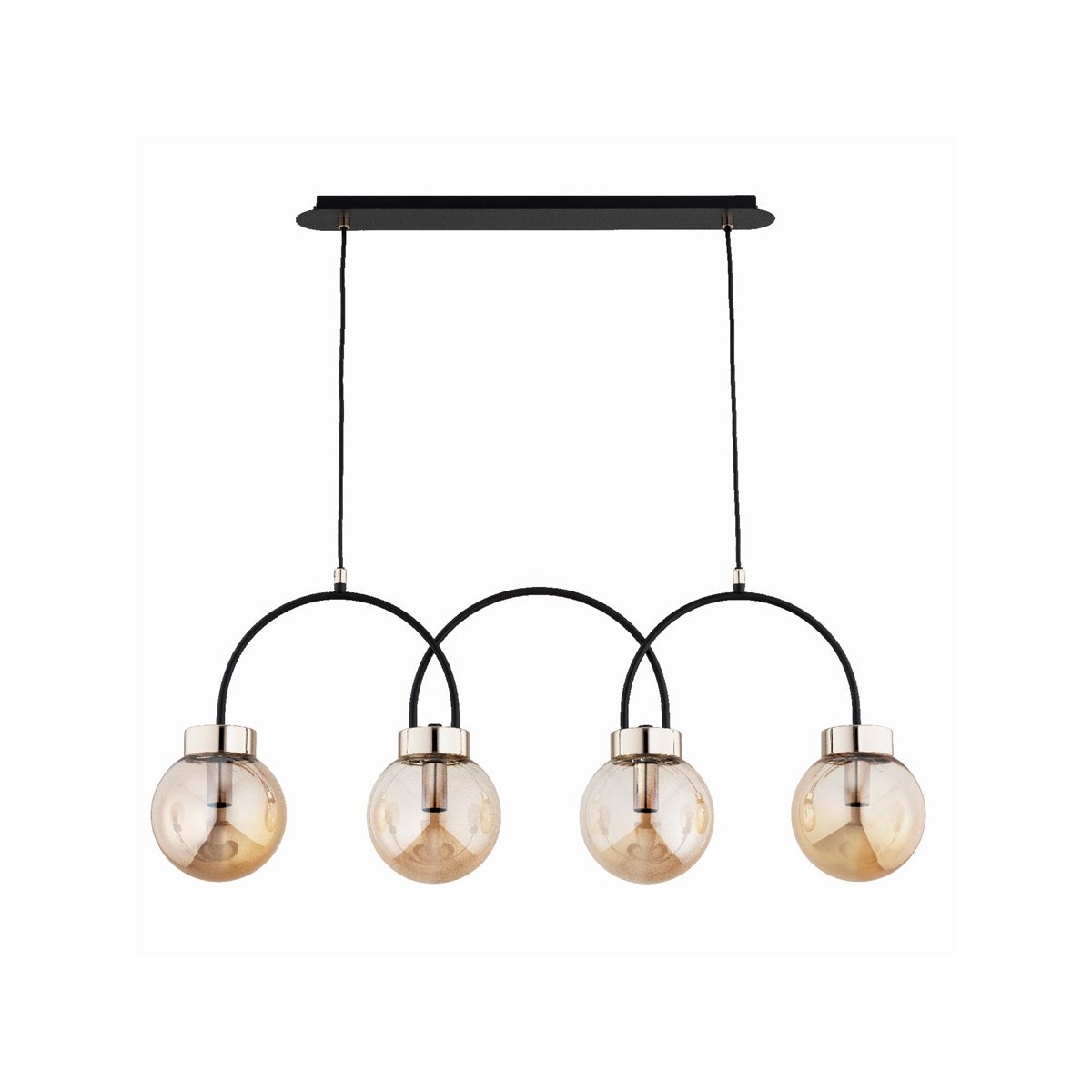 LAMPA WISZĄCA ALFA DARSO CZARNO-ZŁOTA 4xE14