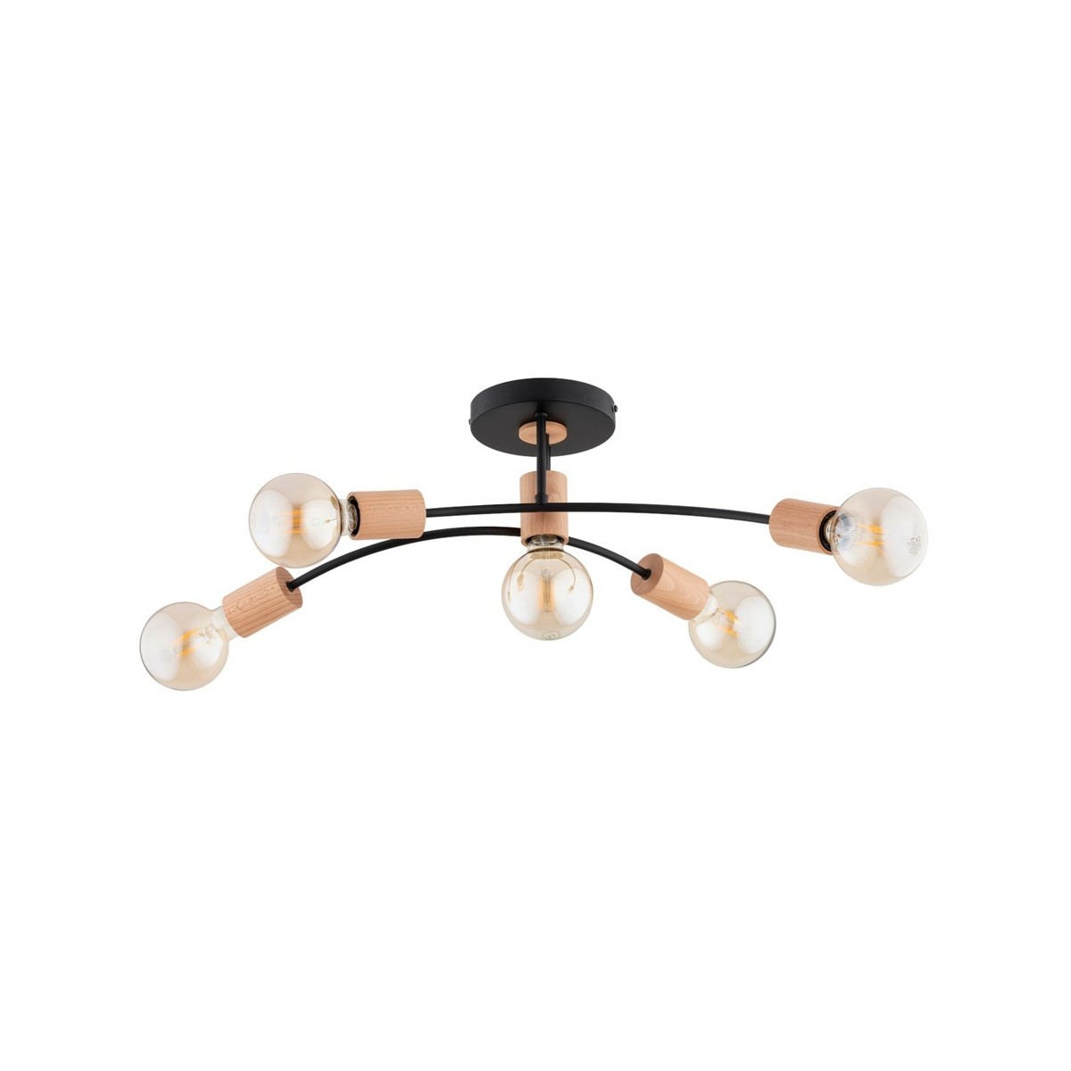 LAMPA SUFITOWA ALFA LANTI DREWNIANA 5xE27