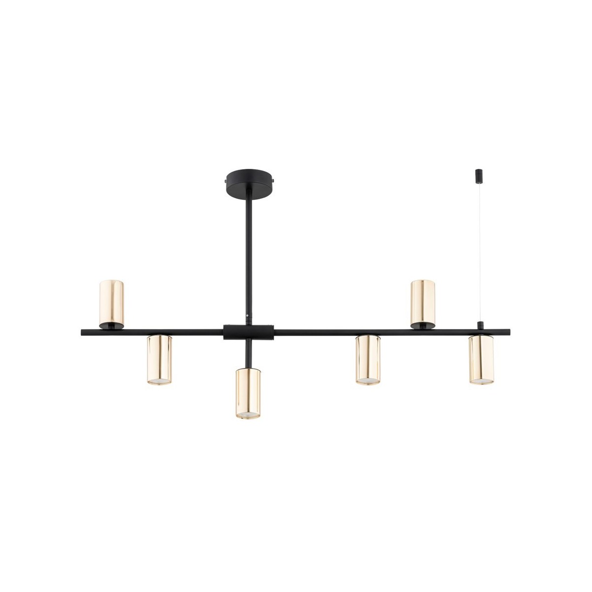 LAMPA SUFITOWA ALFA SAUR CZARNO-ZŁOTA 6xGU10