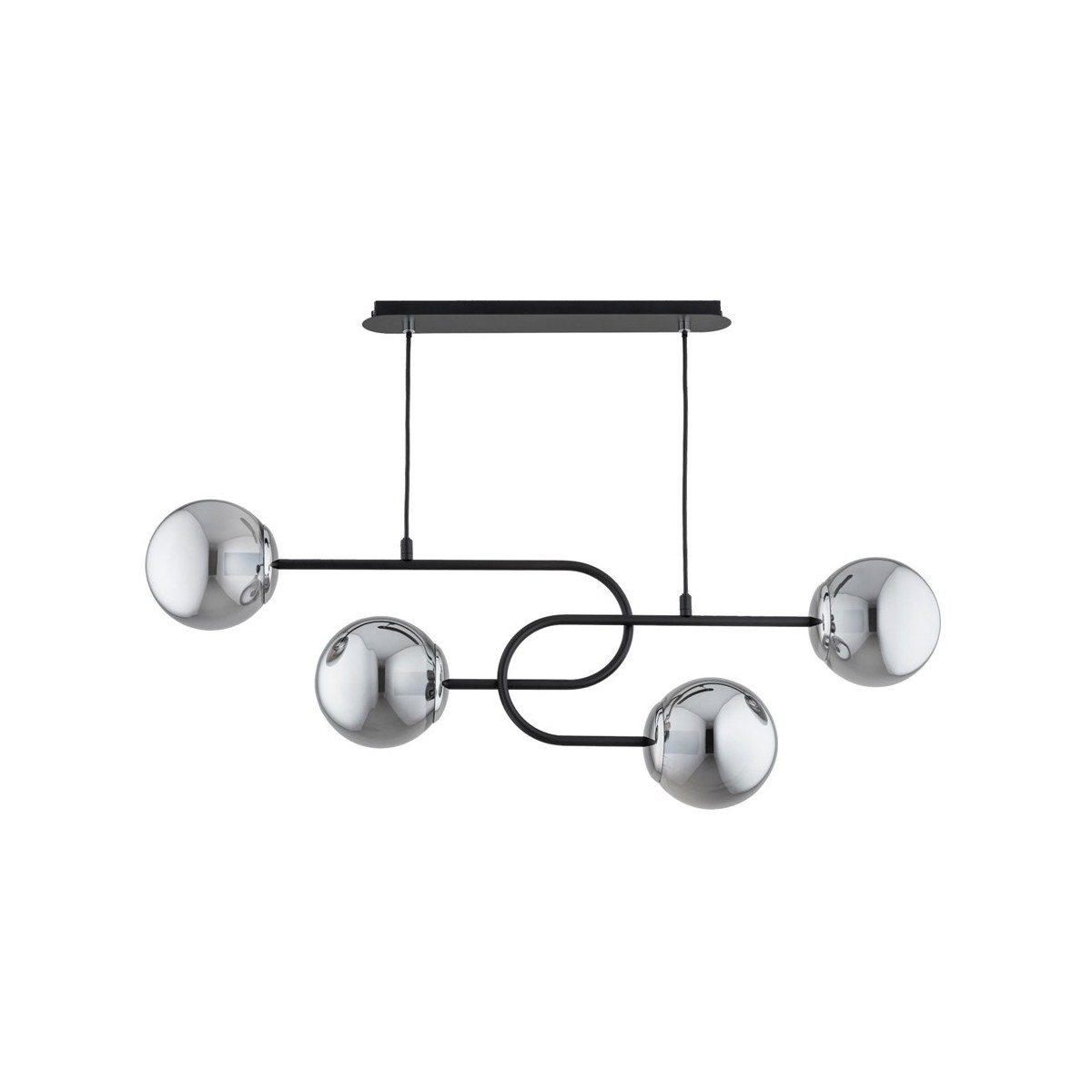 LAMPA SUFITOWA ALFA NARI CZARNO-CHROMOWANA 4xE14