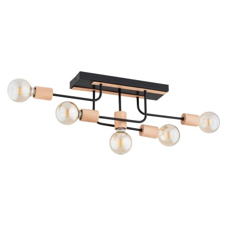 LAMPA SUFITOWA ALFA GOISA DREWNIANA I CZARNO-ŻÓŁTA 5xE27