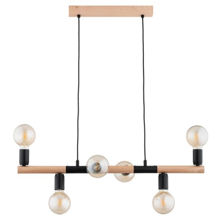 LAMPA WISZĄCA ALFA LIDO DREWNIANA I CZARNO-BIAŁA 6xE27