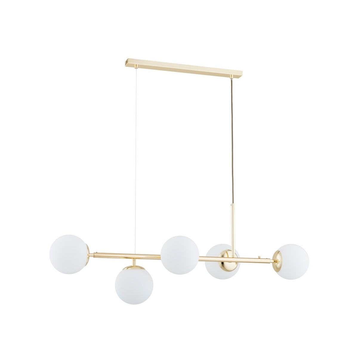 LAMPA WISZĄCA ALFA DANSA ZŁOTO I BIAŁA 5xE14