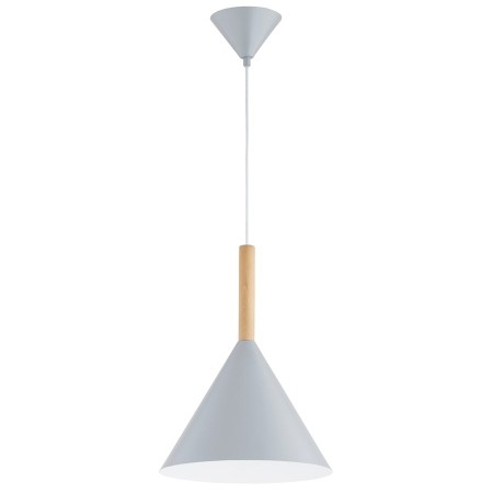 LAMPA WISZĄCA ALFA FUKS SZARA I DREWNO 1xE27