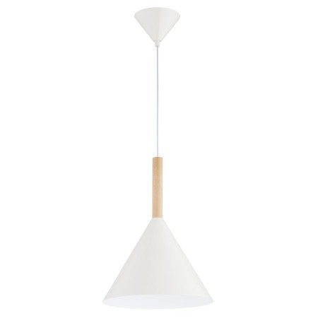 LAMPA WISZĄCA ALFA FUKS KREMOWA I DREWNIANA 1xE27