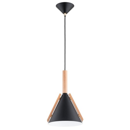 LAMPA WISZĄCA ALFA FORTEL CZARNO-DREWNIANA 1xE27