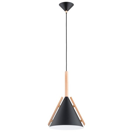 LAMPA WISZĄCA ALFA FORTEL MIX CZARNO-DREWNIANA 1xE27