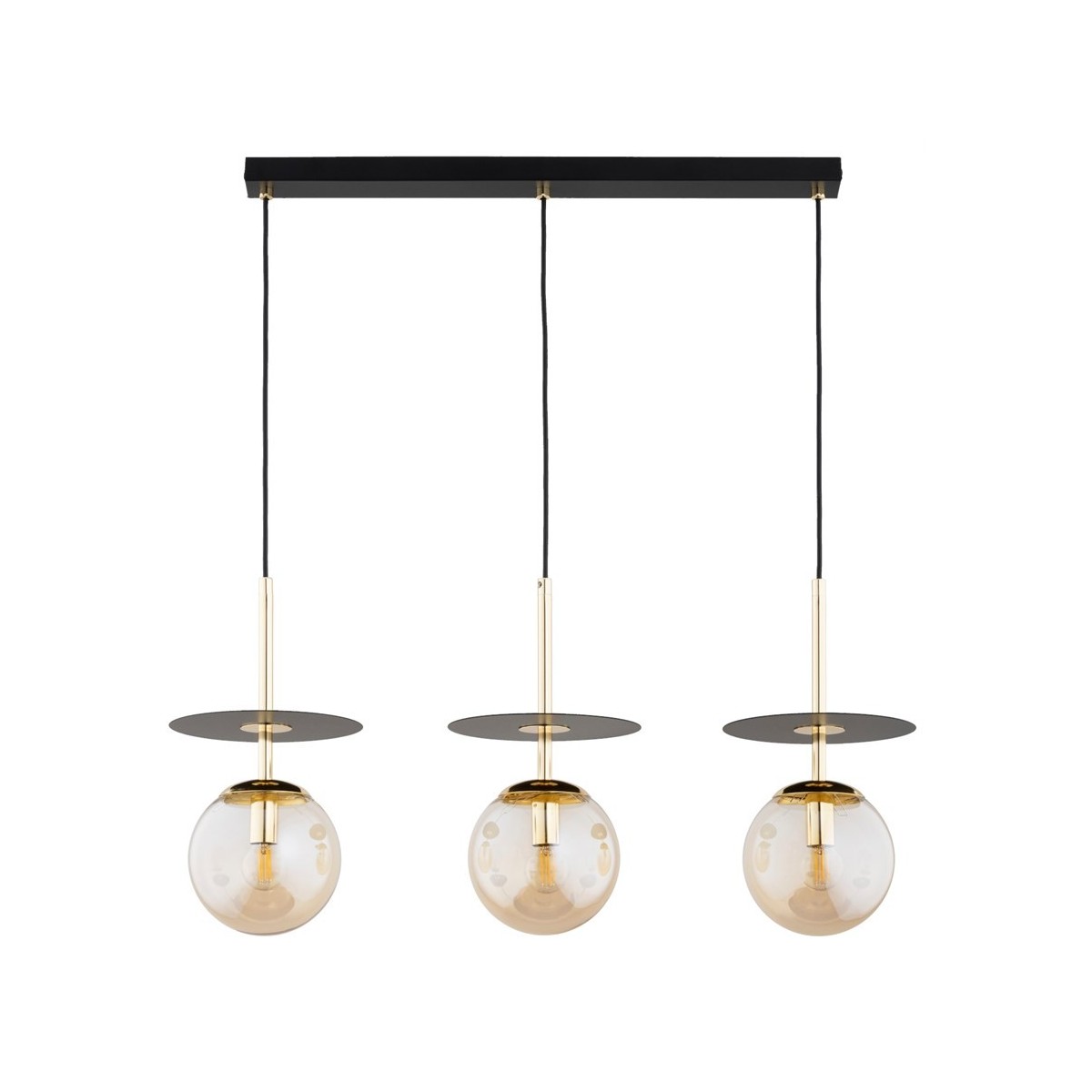 LAMPA WISZĄCA ALFA QEENCY CZARNO-ZŁOTA 3xE14