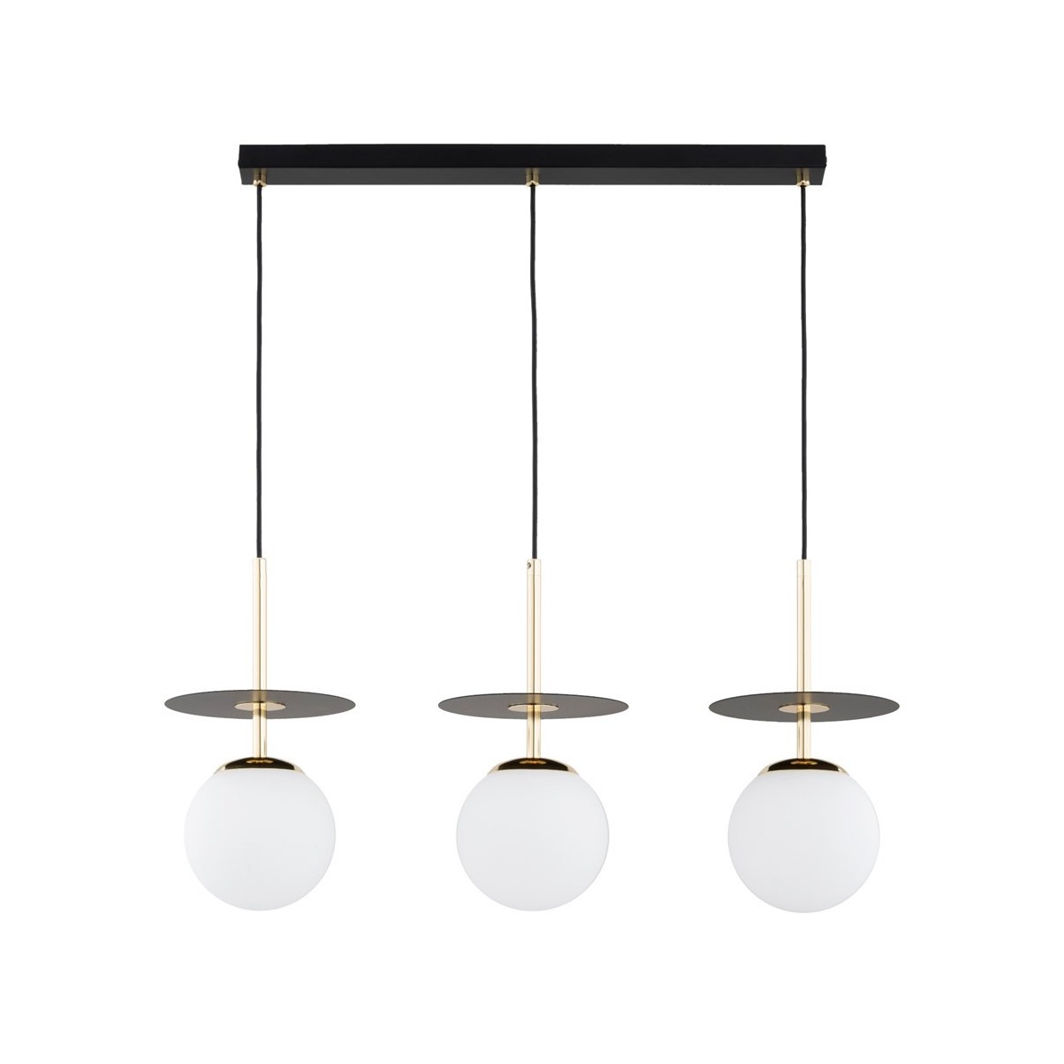 LAMPA WISZĄCA ALFA QEENCY CZARNO-ZŁOTO-BIAŁA 3xE14