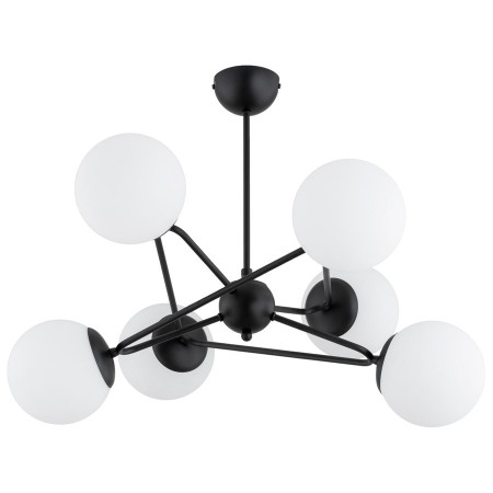 LAMPA WISZĄCA ALFA RESTO CZARNO-BIAŁA 6xE14
