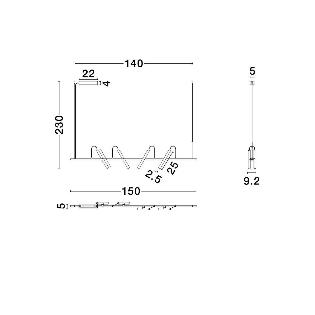 futurystyczna lampa wisząca Luces Exclusivas YAGUARU LE44647