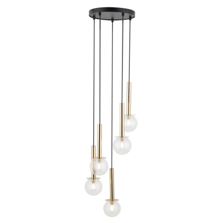estetyczna oprawa Sigma DAISY lampa wisząca 40759 kolor czarny- złoty 5 x G9 12W led