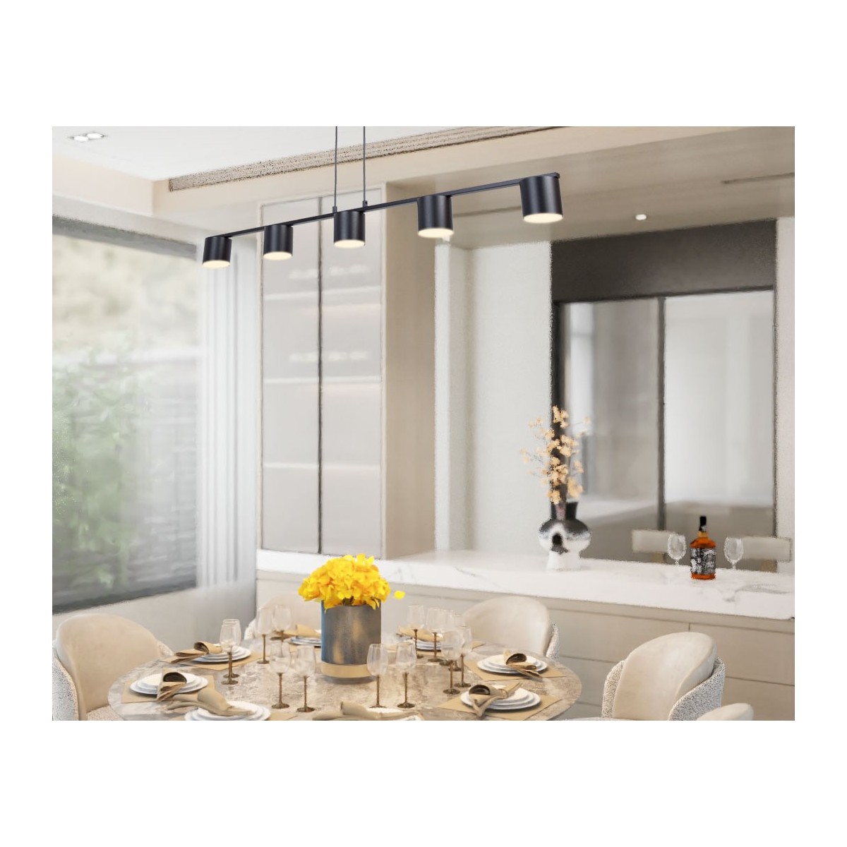 efektowna oprawa Sigma MILA lampa wisząca 41345 kolor czarny 5x GX53 12 W LED