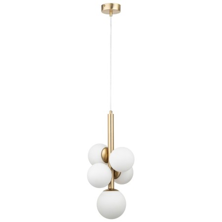 urzekająca oprawa Sigma PERLA LUX lampa wisząca 40786 kolor złoty satynowy 5 x G9 12W led