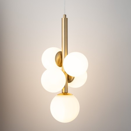 urzekająca oprawa Sigma PERLA LUX lampa wisząca 40786 kolor złoty satynowy 5 x G9 12W led