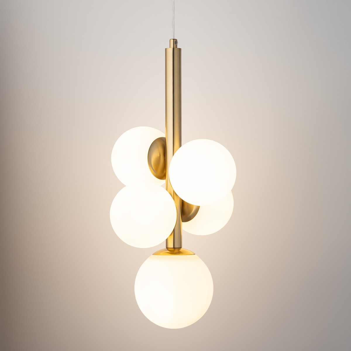 urzekająca oprawa Sigma PERLA LUX lampa wisząca 40786 kolor złoty satynowy 5 x G9 12W led