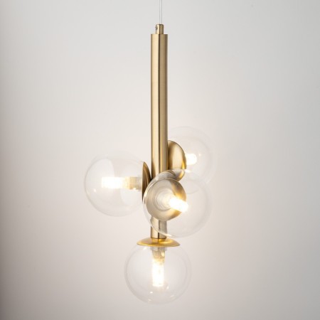 charakterystyczna oprawa Sigma PERLA LUX lampa wisząca 40856 kolor złoty satynowy 4 x G9 12W led