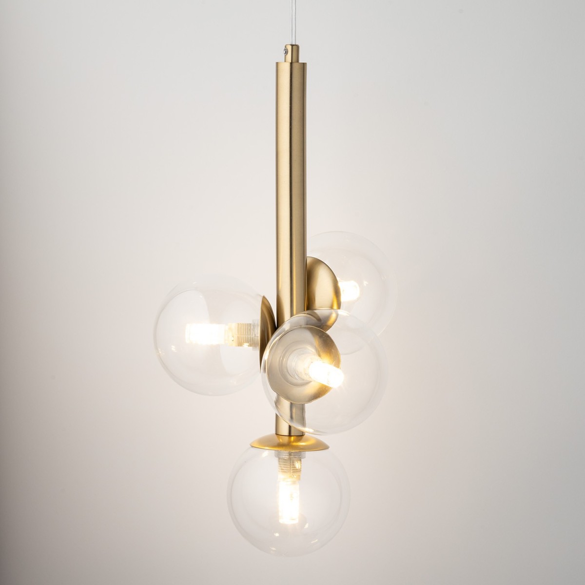 charakterystyczna oprawa Sigma PERLA LUX lampa wisząca 40856 kolor złoty satynowy 4 x G9 12W led