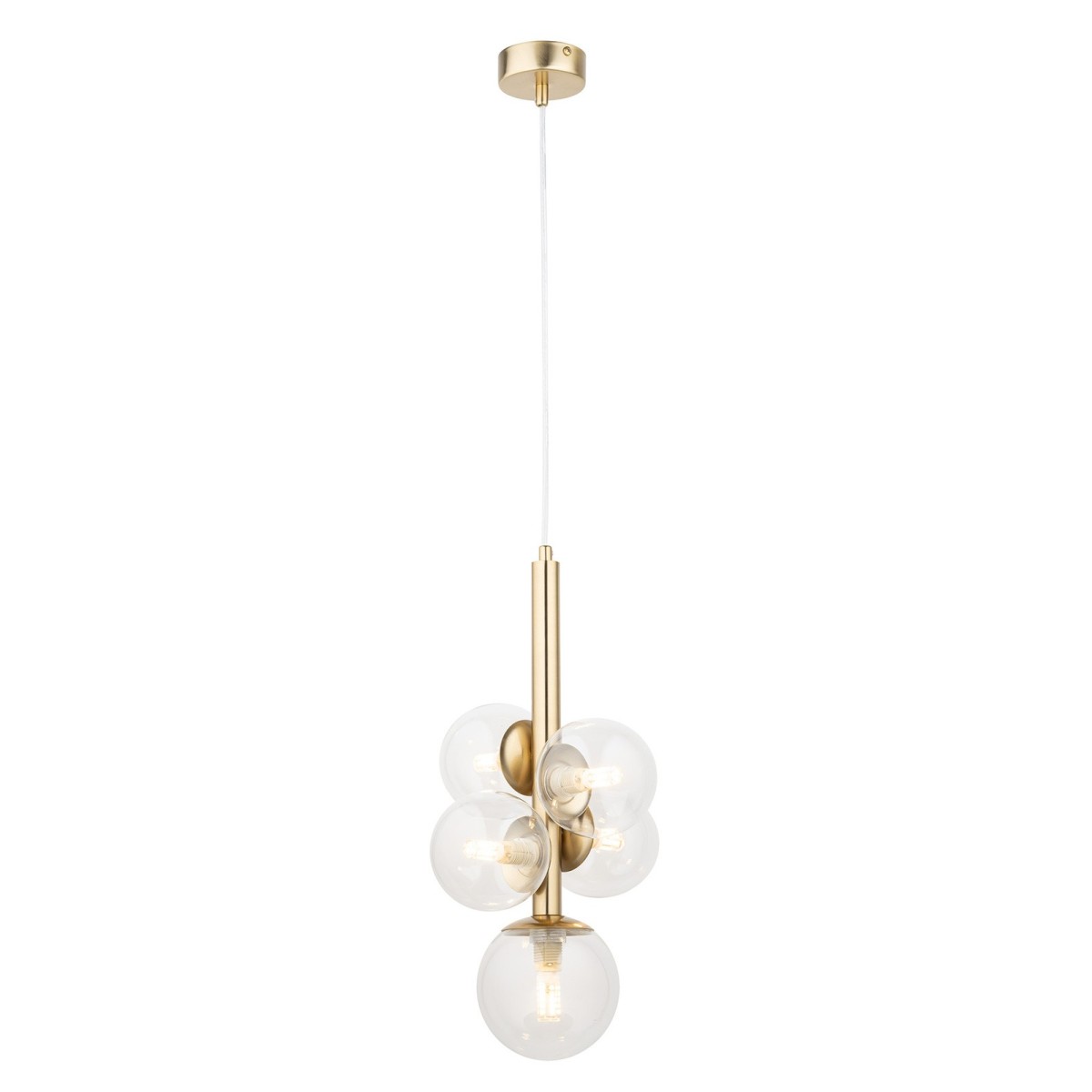 delikatna oprawa Sigma PERLA LUX lampa wisząca 40857 kolor złoty satynowy 5 x G9 12W led