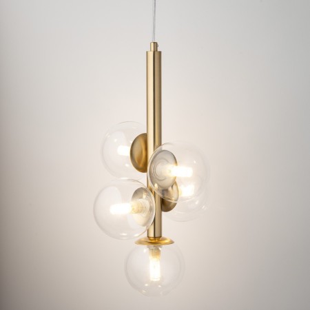 delikatna oprawa Sigma PERLA LUX lampa wisząca 40857 kolor złoty satynowy 5 x G9 12W led