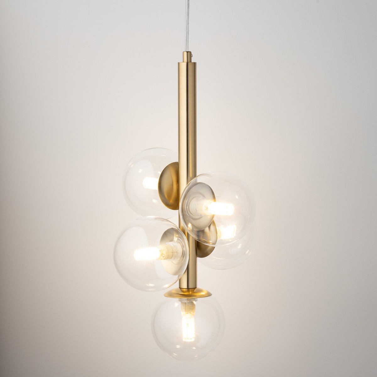 delikatna oprawa Sigma PERLA LUX lampa wisząca 40857 kolor złoty satynowy 5 x G9 12W led