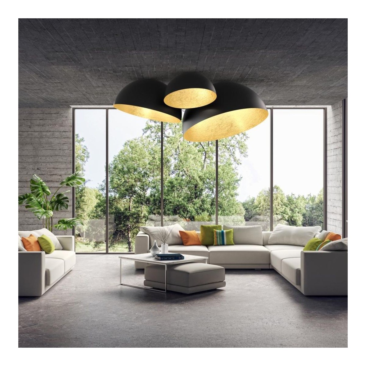 niezwykła oprawa Sigma Sfera plafon 32472 kolor czarny-złoty 1 x E27 15W Led