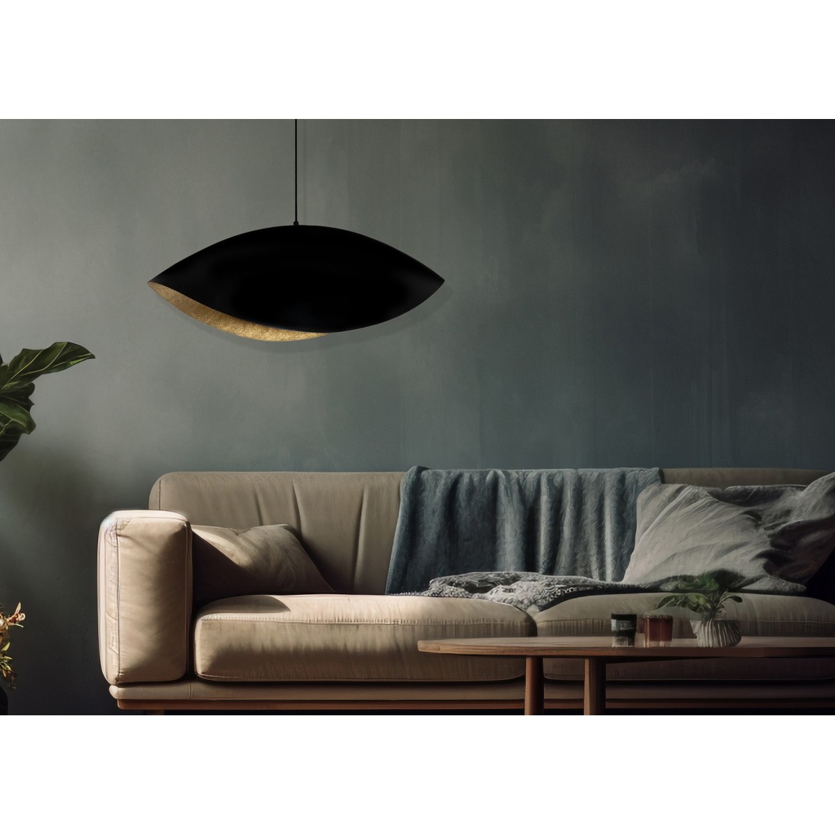 unikalna oprawa Sigma SONA lampa wisząca 41097 kolor czarny-złoty 1 x E27 15W Led