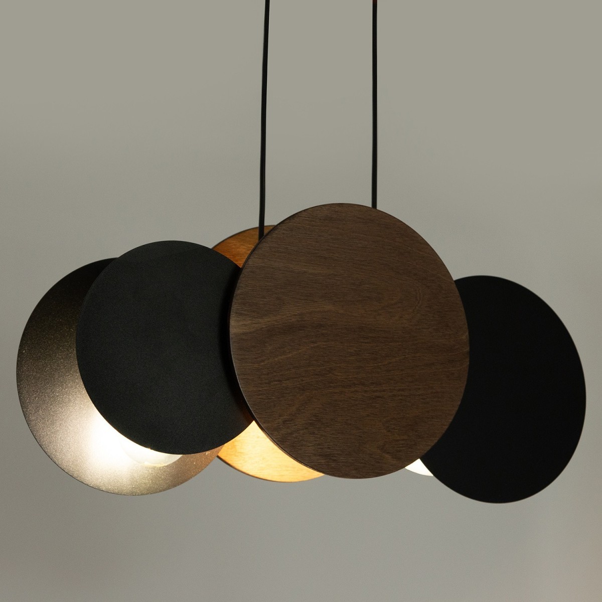 zgrabna oprawa Sigma TOLA lampa wisząca 40893 kolor czarny-brąz-orzech 3xE27 15W Led