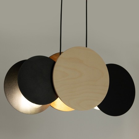 delikatna oprawa Sigma TOLA lampa wisząca 40896 kolor czarny-brzoza 3xE27 15W Led